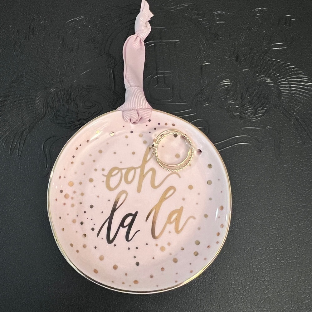 Mud Pie trinket tray jewelry set blush oh la la